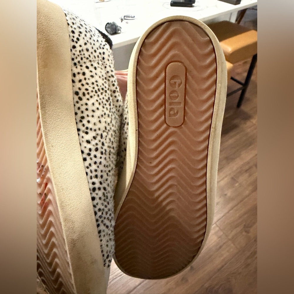 Anthropologie Gola Classics Women's Nova Oasis Sneakers leopard gold gray suede - Picture 9 of 10